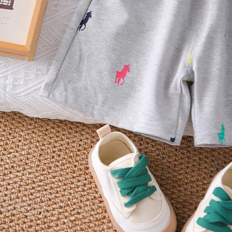 Boys' White Printed Short Sleeve T-Shirt Shorts Set 2025 — feature 22