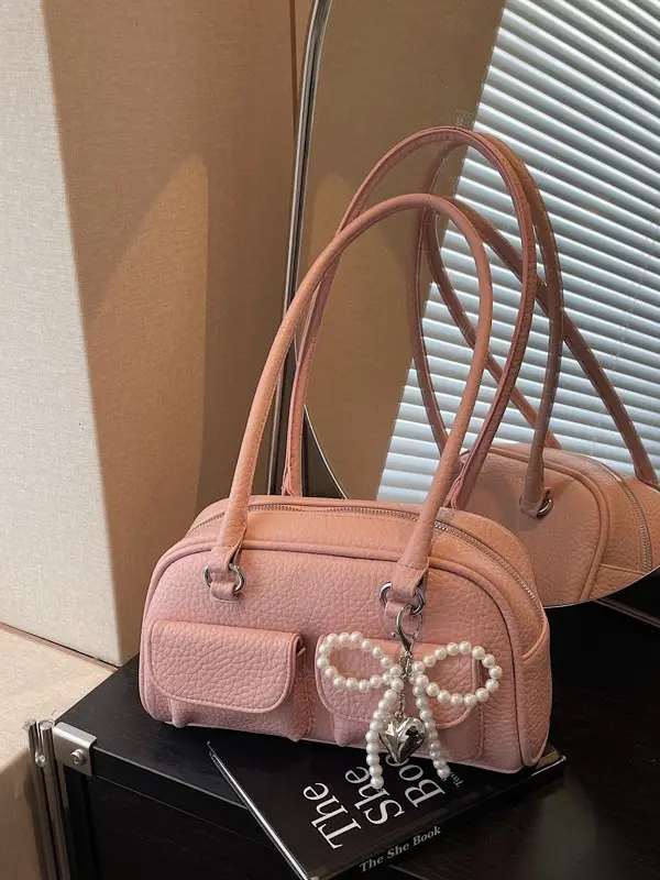 Light Blue Pearl Bow Crossbody Bag for Women - Image 13