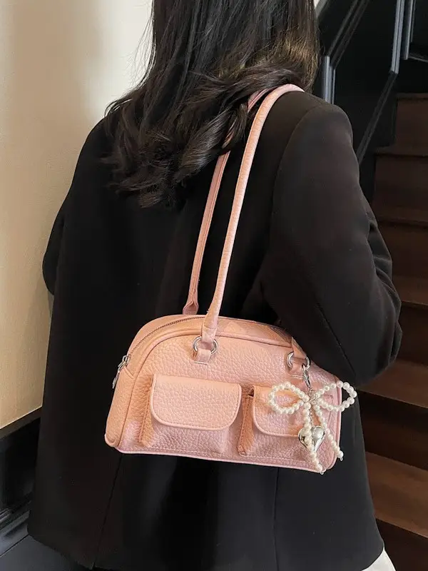 Light Blue Pearl Bow Crossbody Bag for Women - Image 14