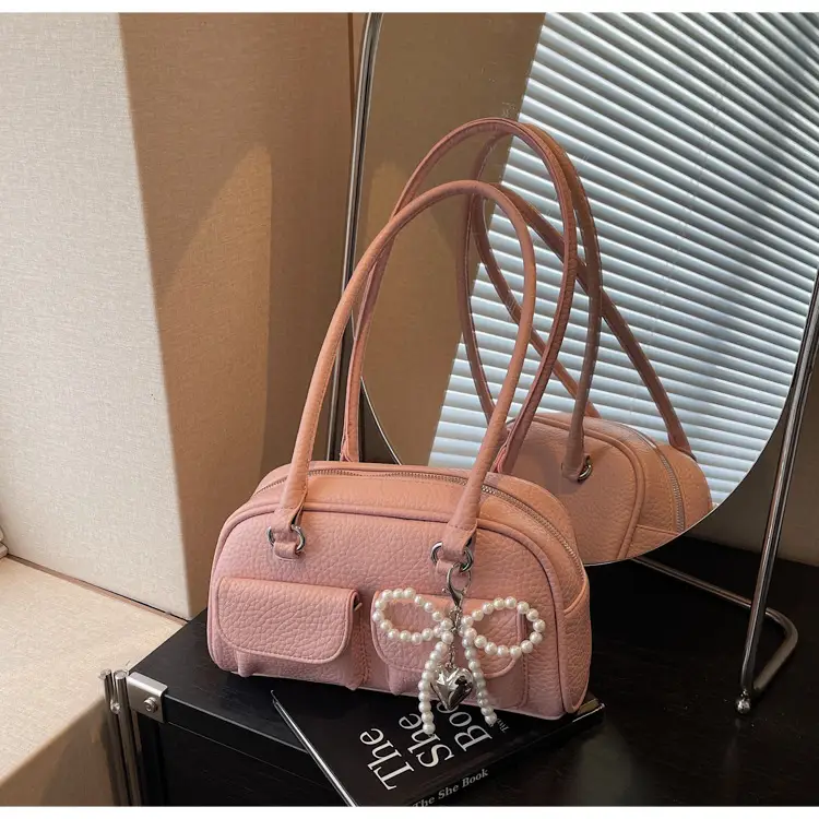 Light Blue Pearl Bow Crossbody Bag for Women — feature 37