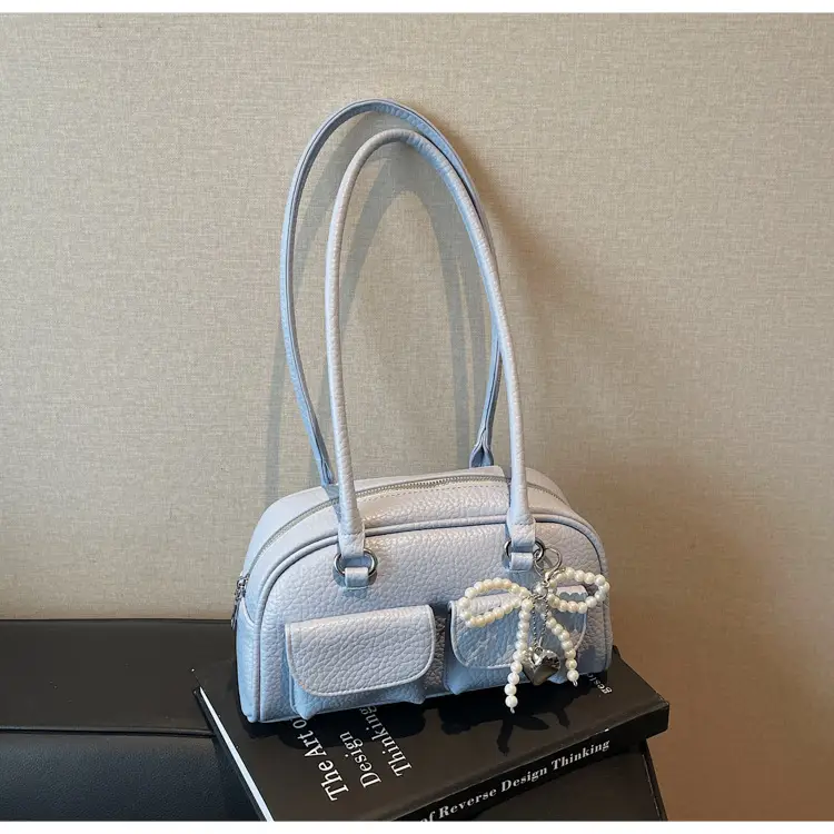 Light Blue Pearl Bow Crossbody Bag for Women — feature 40