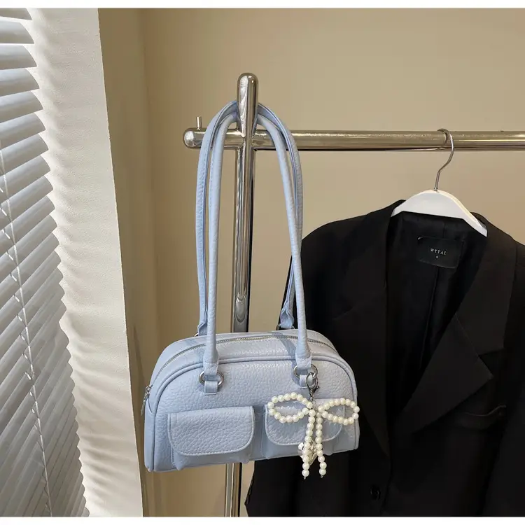 Light Blue Pearl Bow Crossbody Bag for Women — feature 45