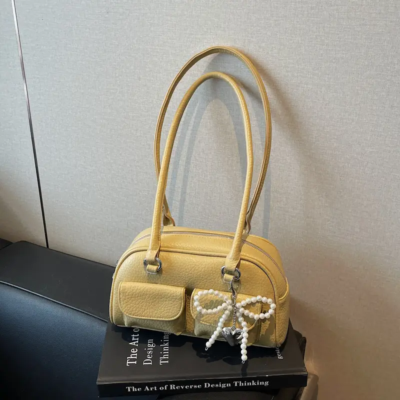 Light Blue Pearl Bow Crossbody Bag for Women - Image 5