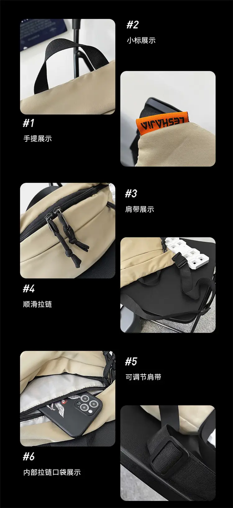 Blue Nylon Crossbody Bag for Women Casual Large Capacity — feature 6