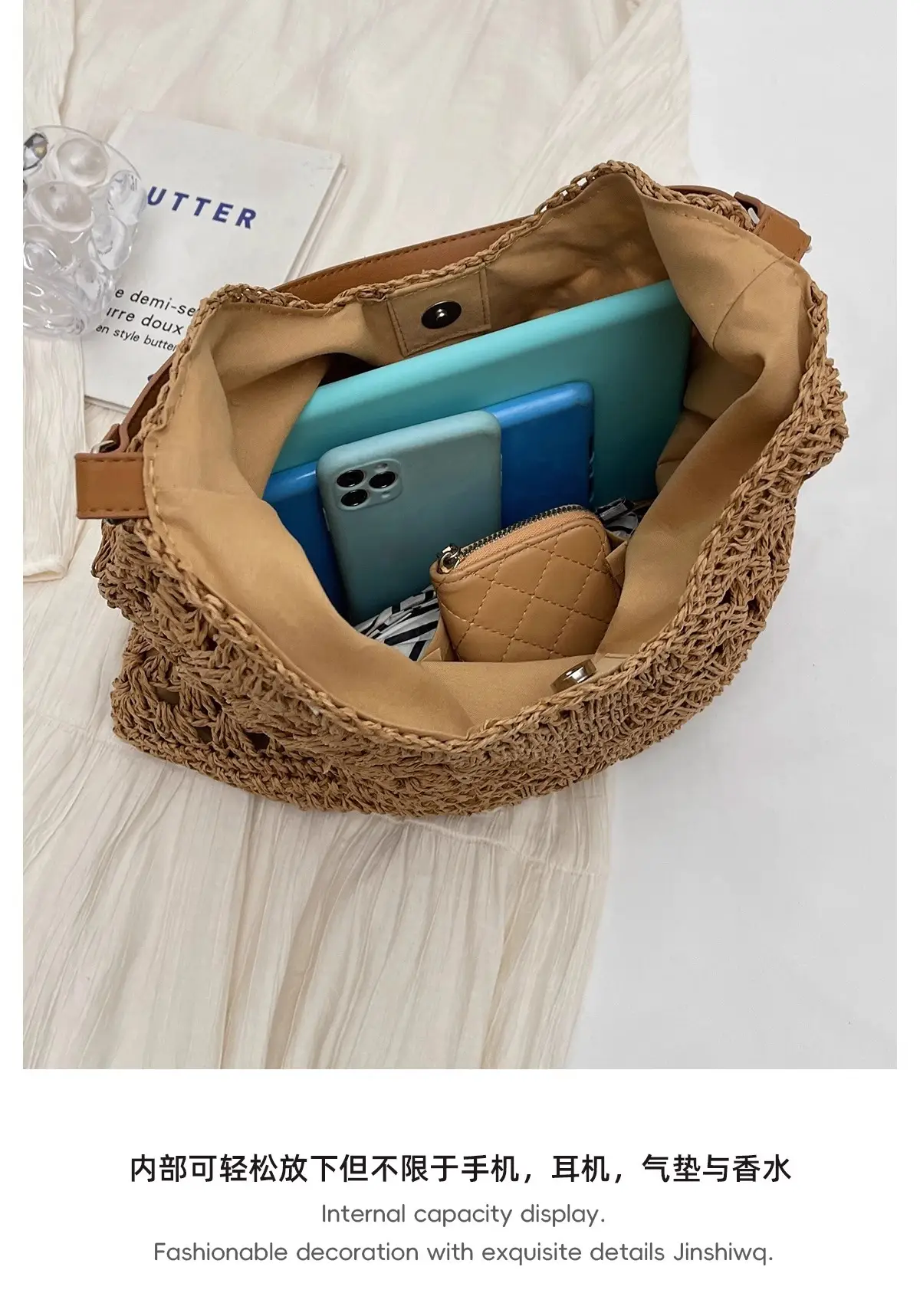 Women's Large Straw Woven Bag for Beach & Commute — feature 10