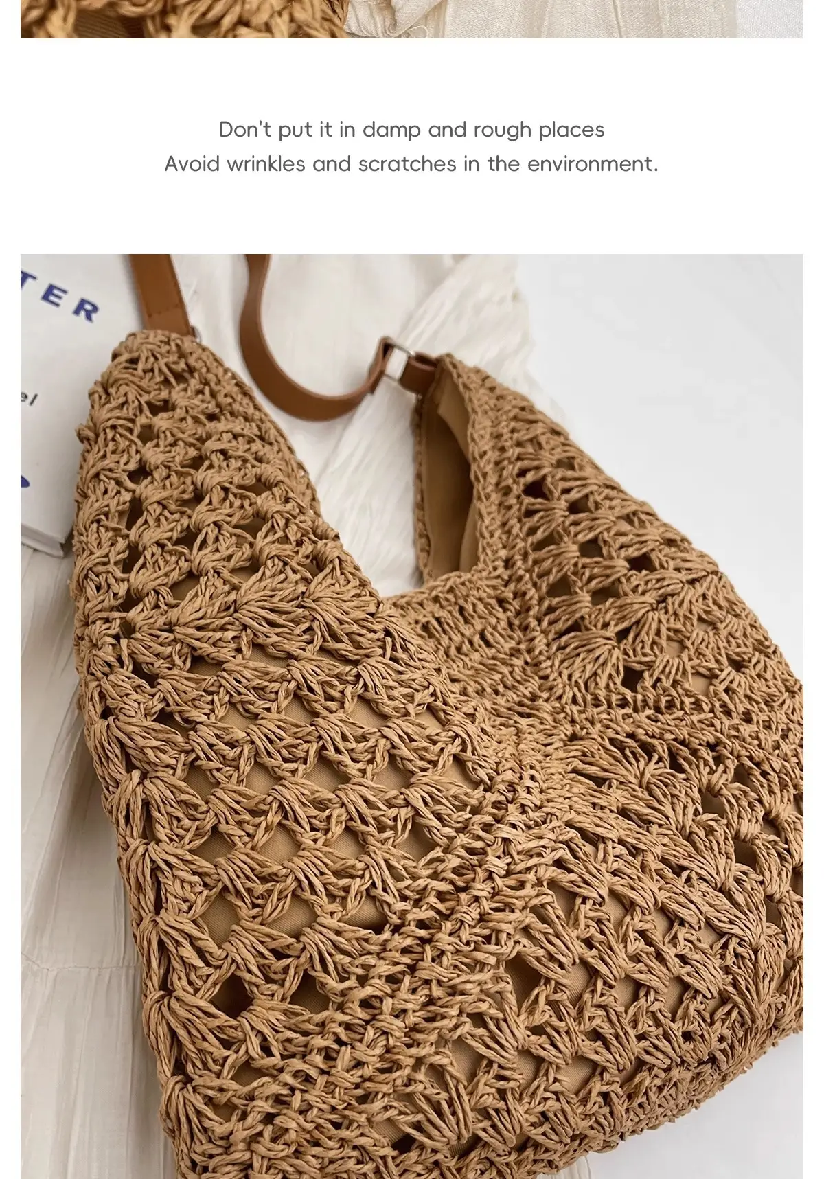 Women's Large Straw Woven Bag for Beach & Commute — feature 14