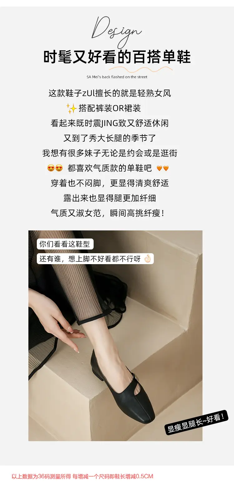 French Flats 2025 New Spring & Fall Flats Cheongsam Thick Heel Women's Shoes Work Clothing Soft Sole Women's Mary Jane Leather Shoes — feature 11
