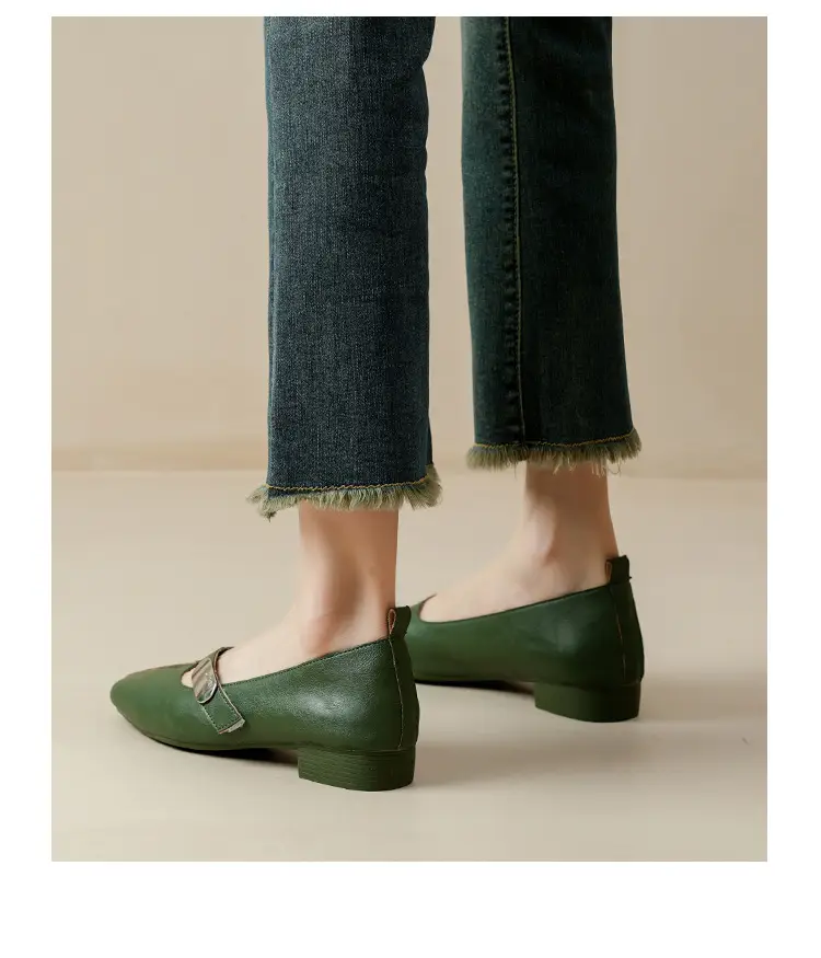 French Flats 2025 New Spring & Fall Flats Cheongsam Thick Heel Women's Shoes Work Clothing Soft Sole Women's Mary Jane Leather Shoes — feature 20