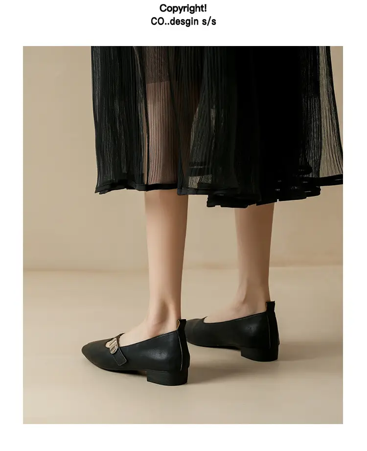 French Flats 2025 New Spring & Fall Flats Cheongsam Thick Heel Women's Shoes Work Clothing Soft Sole Women's Mary Jane Leather Shoes — feature 28