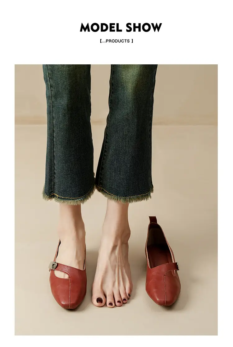 French Flats 2025 New Spring & Fall Flats Cheongsam Thick Heel Women's Shoes Work Clothing Soft Sole Women's Mary Jane Leather Shoes — feature 32