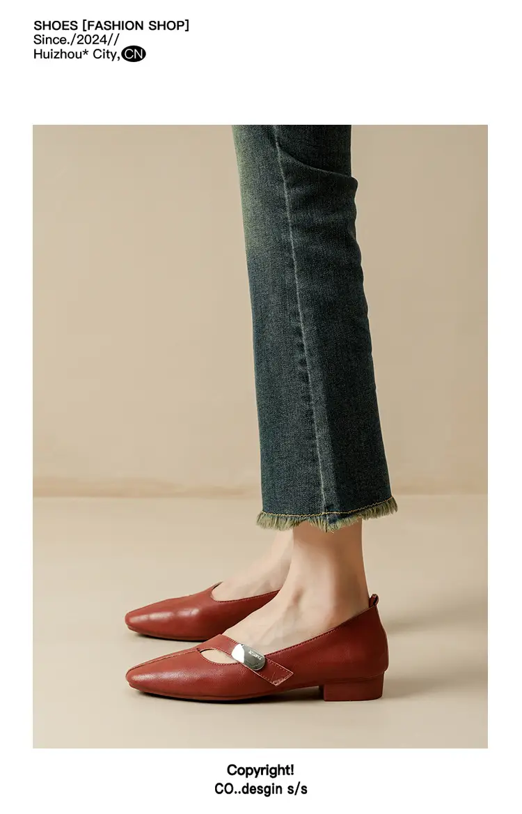 French Flats 2025 New Spring & Fall Flats Cheongsam Thick Heel Women's Shoes Work Clothing Soft Sole Women's Mary Jane Leather Shoes — feature 35