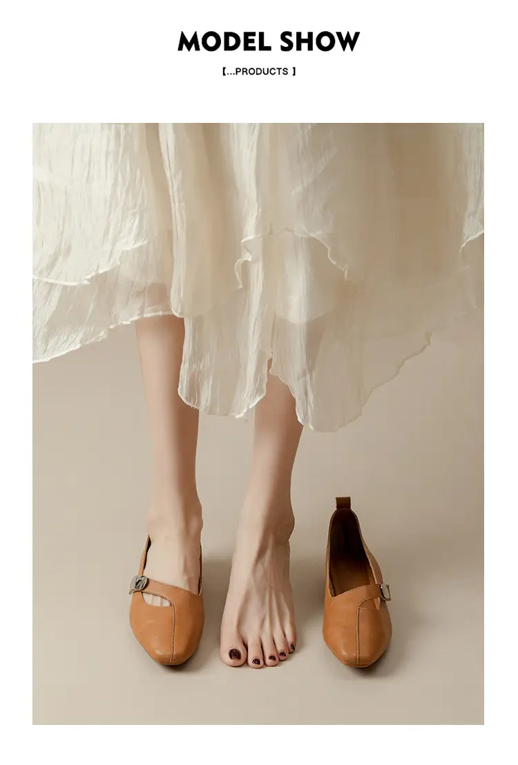 French Flats 2025 New Spring & Fall Flats Cheongsam Thick Heel Women's Shoes Work Clothing Soft Sole Women's Mary Jane Leather Shoes — feature 40