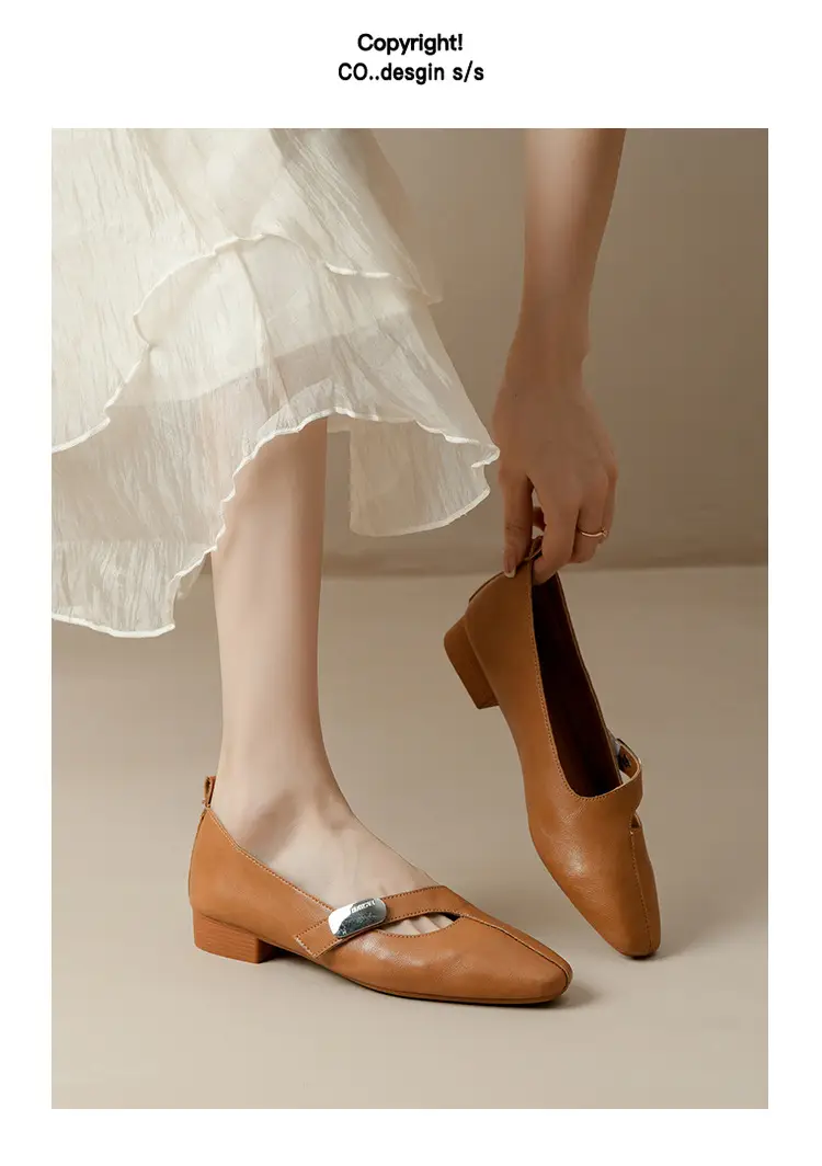 French Flats 2025 New Spring & Fall Flats Cheongsam Thick Heel Women's Shoes Work Clothing Soft Sole Women's Mary Jane Leather Shoes — feature 41