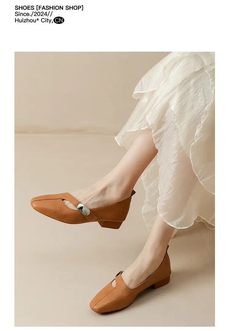 French Flats 2025 New Spring & Fall Flats Cheongsam Thick Heel Women's Shoes Work Clothing Soft Sole Women's Mary Jane Leather Shoes — feature 43