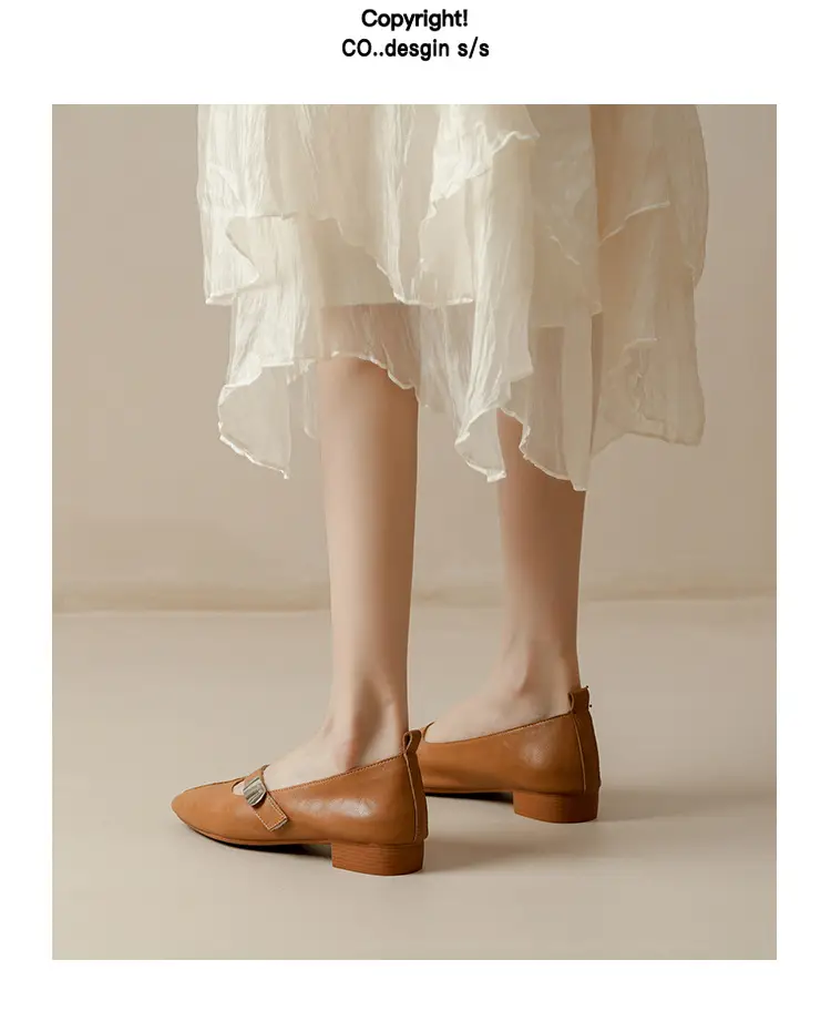 French Flats 2025 New Spring & Fall Flats Cheongsam Thick Heel Women's Shoes Work Clothing Soft Sole Women's Mary Jane Leather Shoes — feature 44