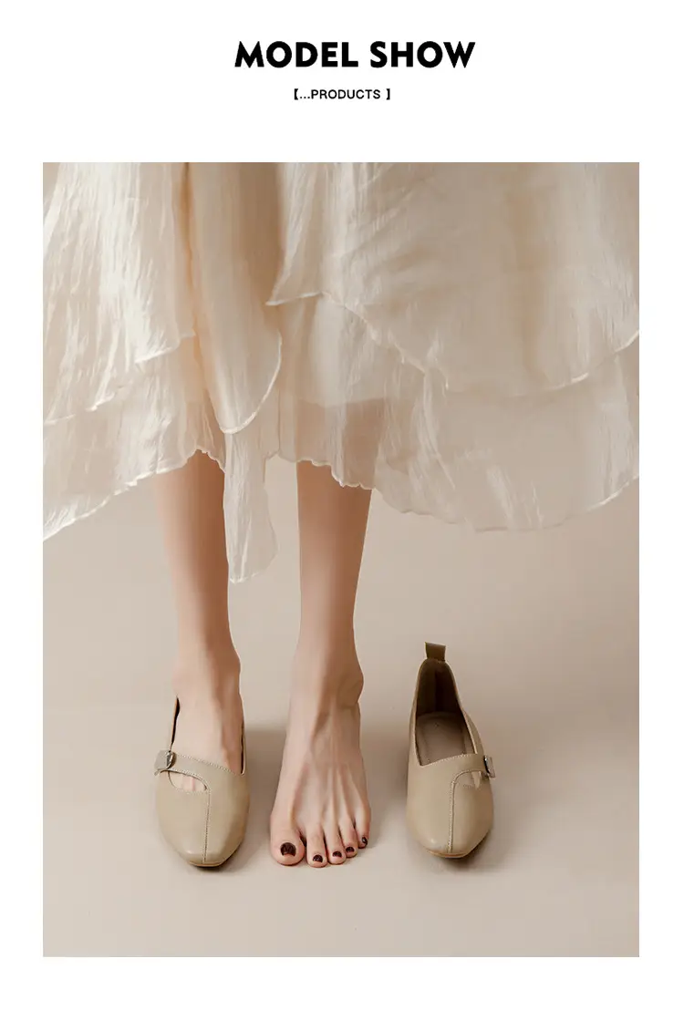 French Flats 2025 New Spring & Fall Flats Cheongsam Thick Heel Women's Shoes Work Clothing Soft Sole Women's Mary Jane Leather Shoes — feature 45