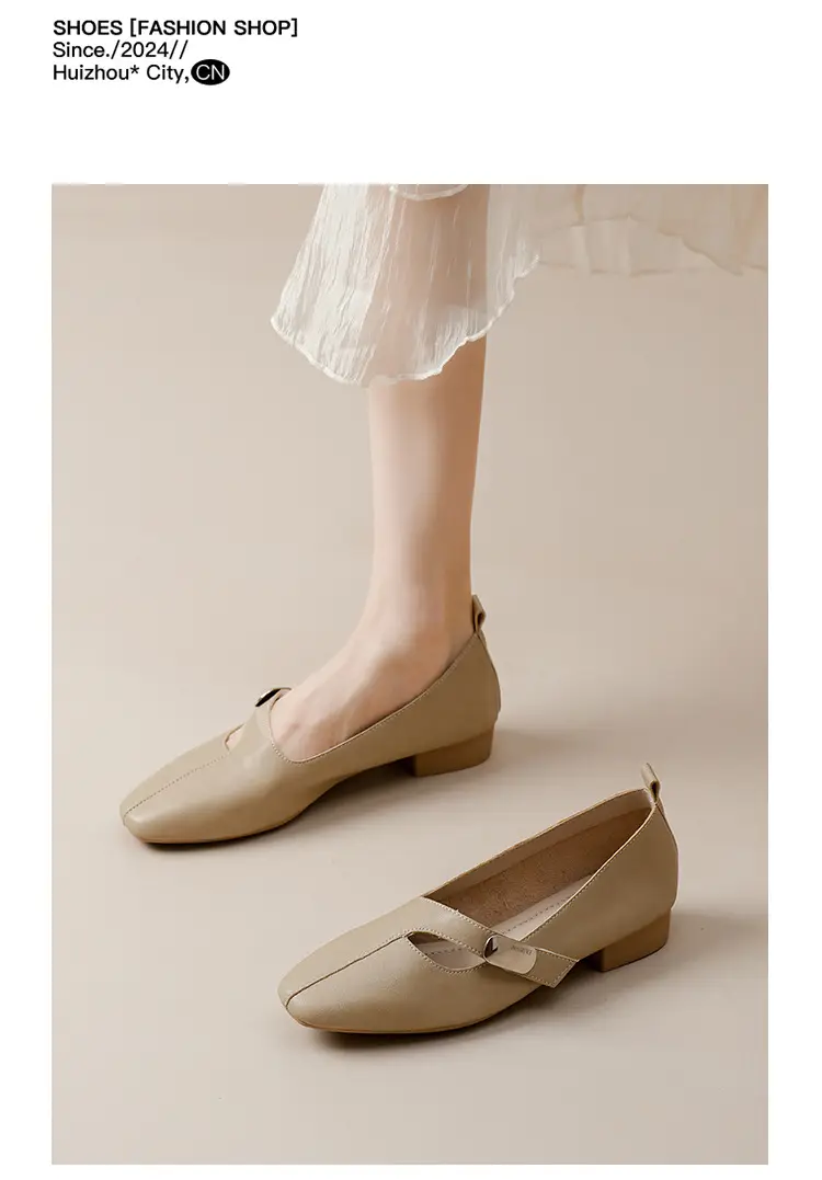 French Flats 2025 New Spring & Fall Flats Cheongsam Thick Heel Women's Shoes Work Clothing Soft Sole Women's Mary Jane Leather Shoes — feature 48