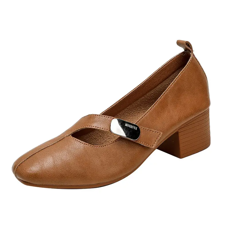 French Flats 2025 New Spring & Fall Flats Cheongsam Thick Heel Women's Shoes Work Clothing Soft Sole Women's Mary Jane Leather Shoes - Image 10
