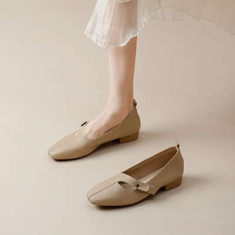 French Flats 2025 New Spring & Fall Flats Cheongsam Thick Heel Women's Shoes Work Clothing Soft Sole Women's Mary Jane Leather Shoes - Image 2