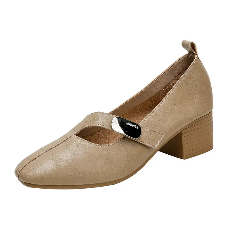 French Flats 2025 New Spring & Fall Flats Cheongsam Thick Heel Women's Shoes Work Clothing Soft Sole Women's Mary Jane Leather Shoes - Image 7