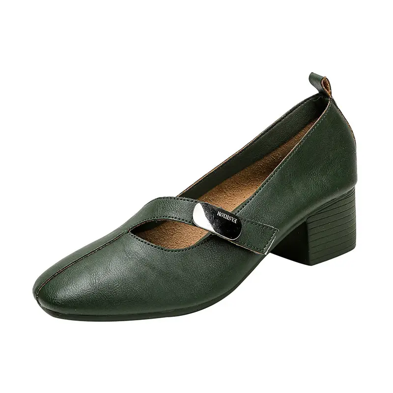 French Flats 2025 New Spring & Fall Flats Cheongsam Thick Heel Women's Shoes Work Clothing Soft Sole Women's Mary Jane Leather Shoes - Image 9