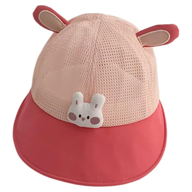 Baby Sun Hat with Cat Ears, Pink Mesh, Large Bristle - Image 10