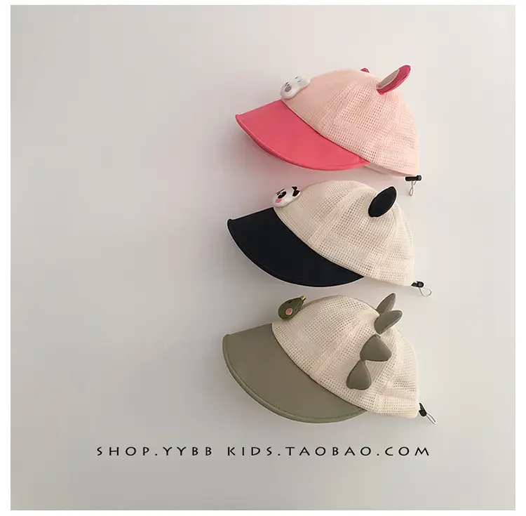 Baby Sun Hat with Cat Ears, Pink Mesh, Large Bristle — feature 11