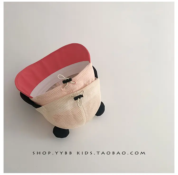 Baby Sun Hat with Cat Ears, Pink Mesh, Large Bristle — feature 9