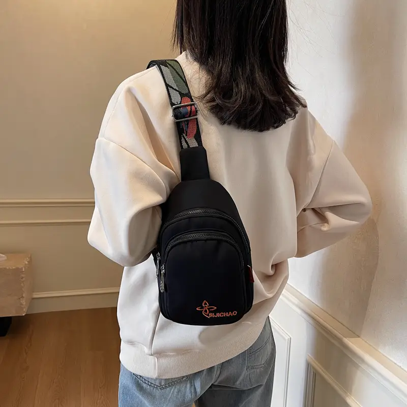 Women Sports Crossbody Bag Black Large Capacity