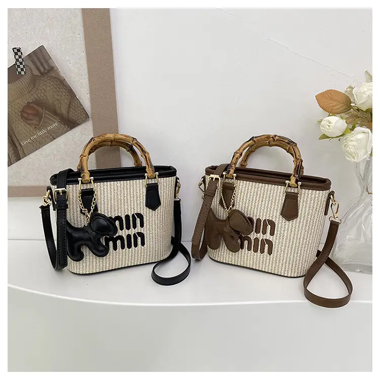 Women Straw Mini Mouse Bag with Leather Handle — feature 10