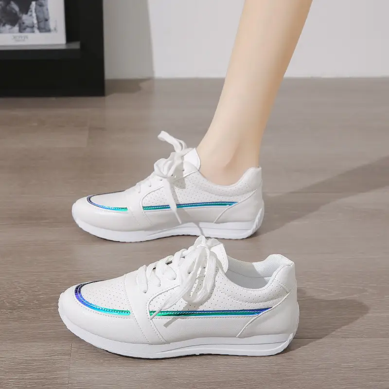 Single Shoes Women's 2025 Spring and Autumn New Round Head Thick Bottom Low-top Lace-up Flat Casual sneaker Foreign Trade plus size Women's Shoes - Image 4