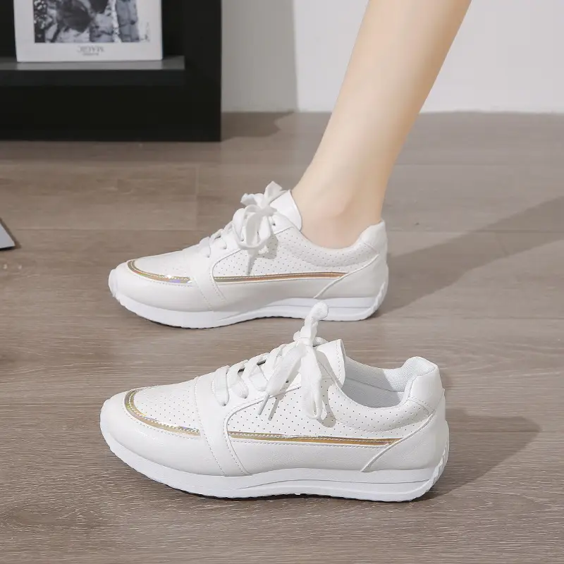 Single Shoes Women's 2025 Spring and Autumn New Round Head Thick Bottom Low-top Lace-up Flat Casual sneaker Foreign Trade plus size Women's Shoes - Image 5