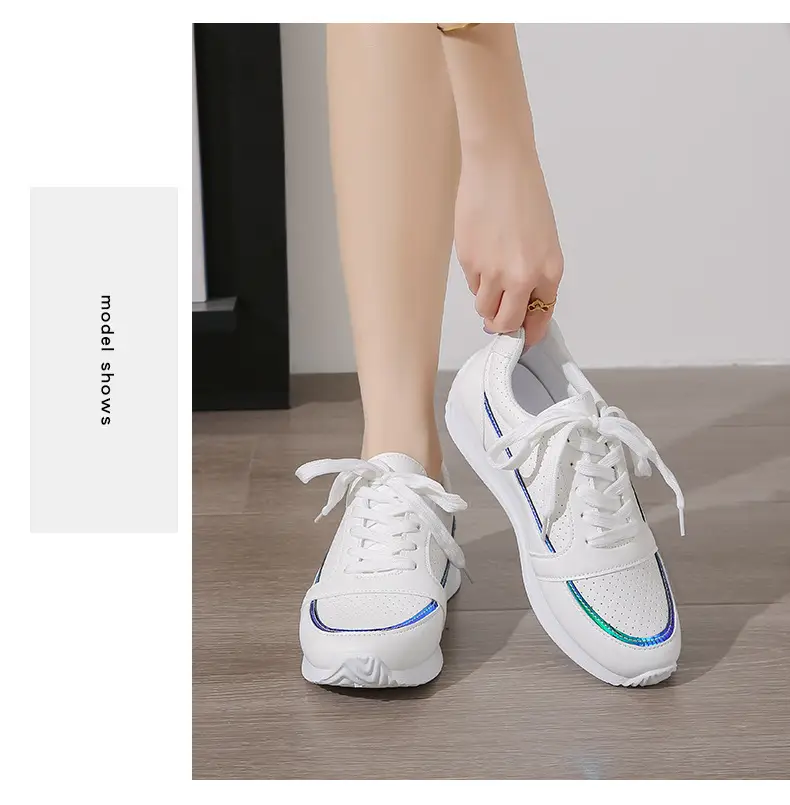 Single Shoes Women's 2025 Spring and Autumn New Round Head Thick Bottom Low-top Lace-up Flat Casual sneaker Foreign Trade plus size Women's Shoes — feature 13