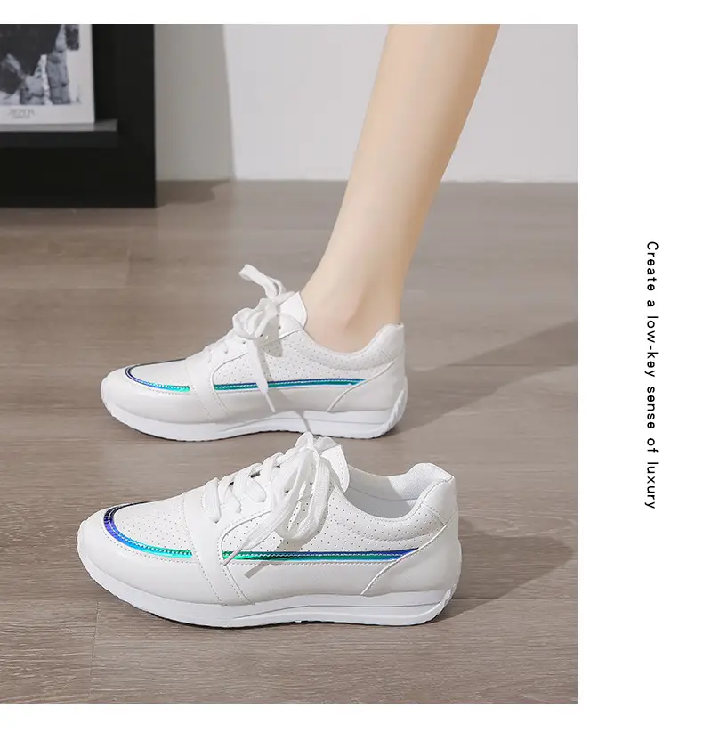 Single Shoes Women's 2025 Spring and Autumn New Round Head Thick Bottom Low-top Lace-up Flat Casual sneaker Foreign Trade plus size Women's Shoes — feature 14