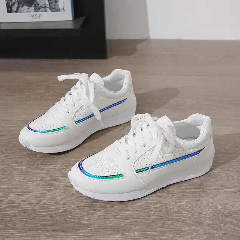 Single Shoes Women's 2025 Spring and Autumn New Round Head Thick Bottom Low-top Lace-up Flat Casual sneaker Foreign Trade plus size Women's Shoes - Image 2