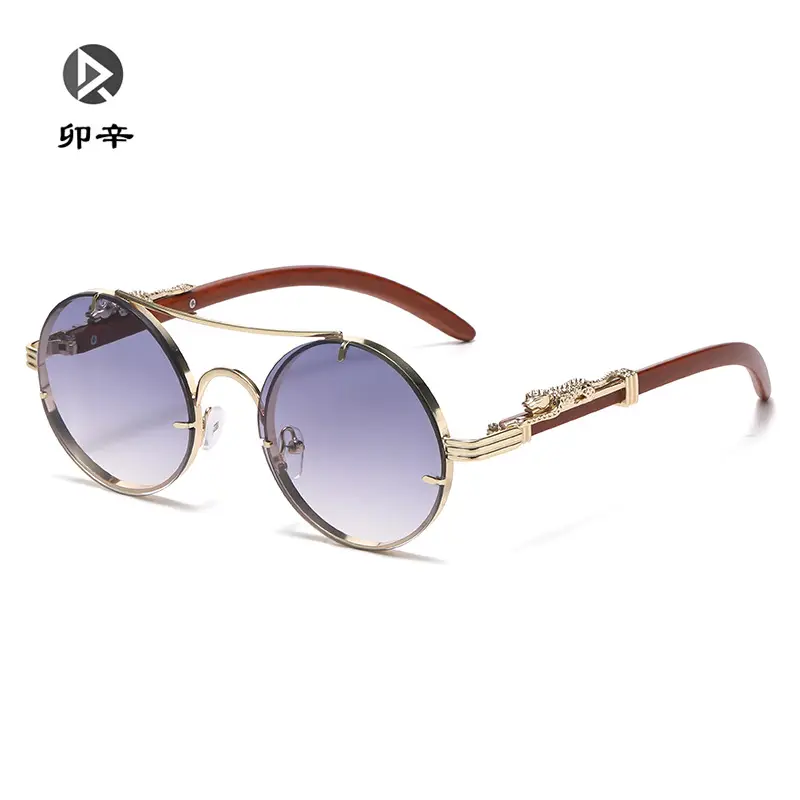 Retro Leopard Head Sunglasses for Men Women Brown Gold Frame - Image 13