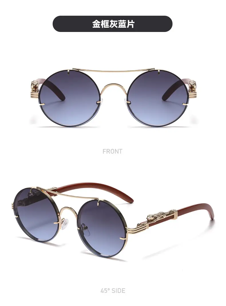 Retro Leopard Head Sunglasses for Men Women Brown Gold Frame — feature 11