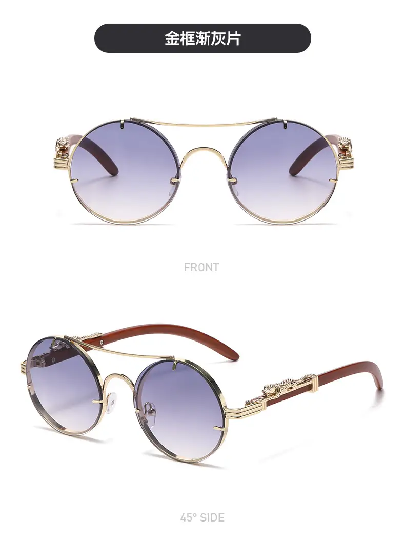 Retro Leopard Head Sunglasses for Men Women Brown Gold Frame — feature 12