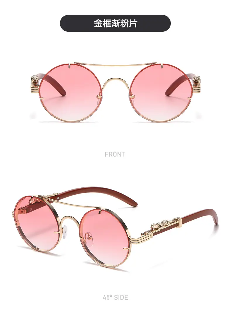 Retro Leopard Head Sunglasses for Men Women Brown Gold Frame — feature 16