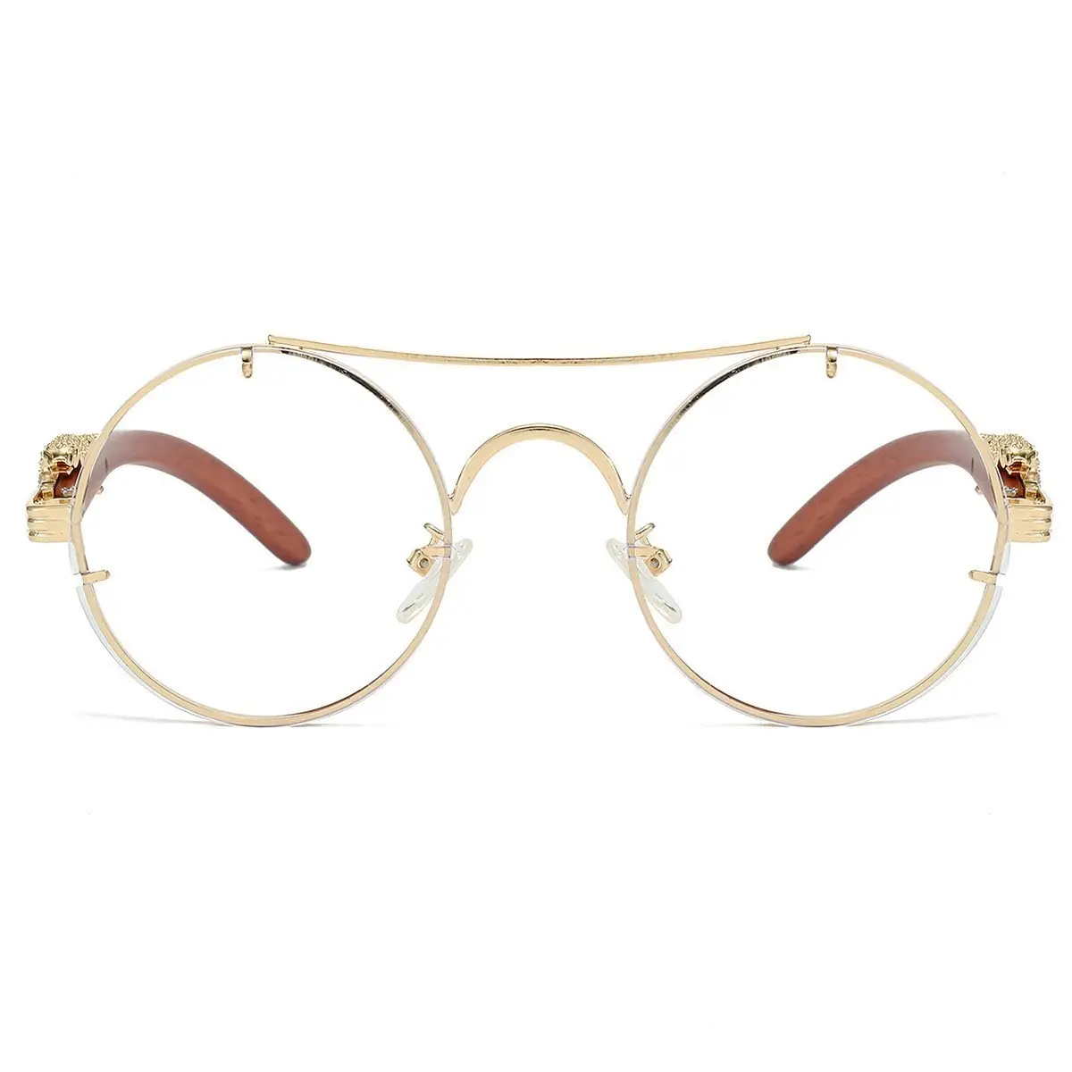 Retro Leopard Head Sunglasses for Men Women Brown Gold Frame — feature 17