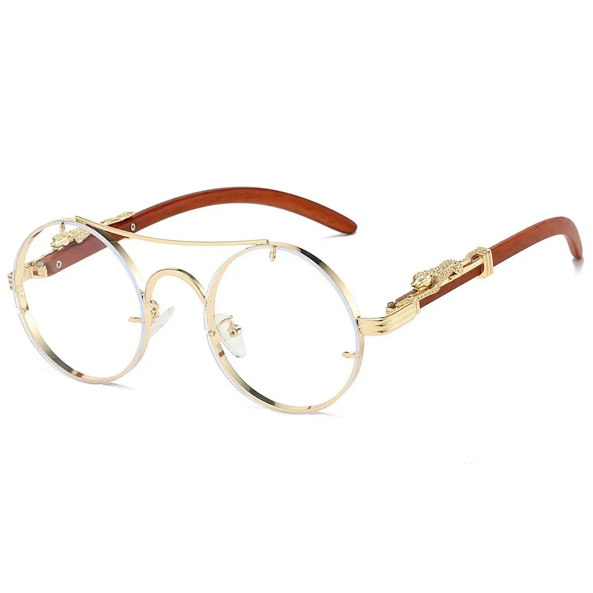 Retro Leopard Head Sunglasses for Men Women Brown Gold Frame — feature 18