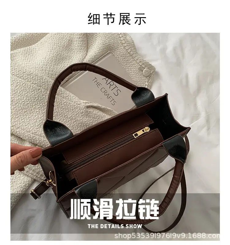 Black Diamond Pattern Crossbody Bag for Women XL — feature 3