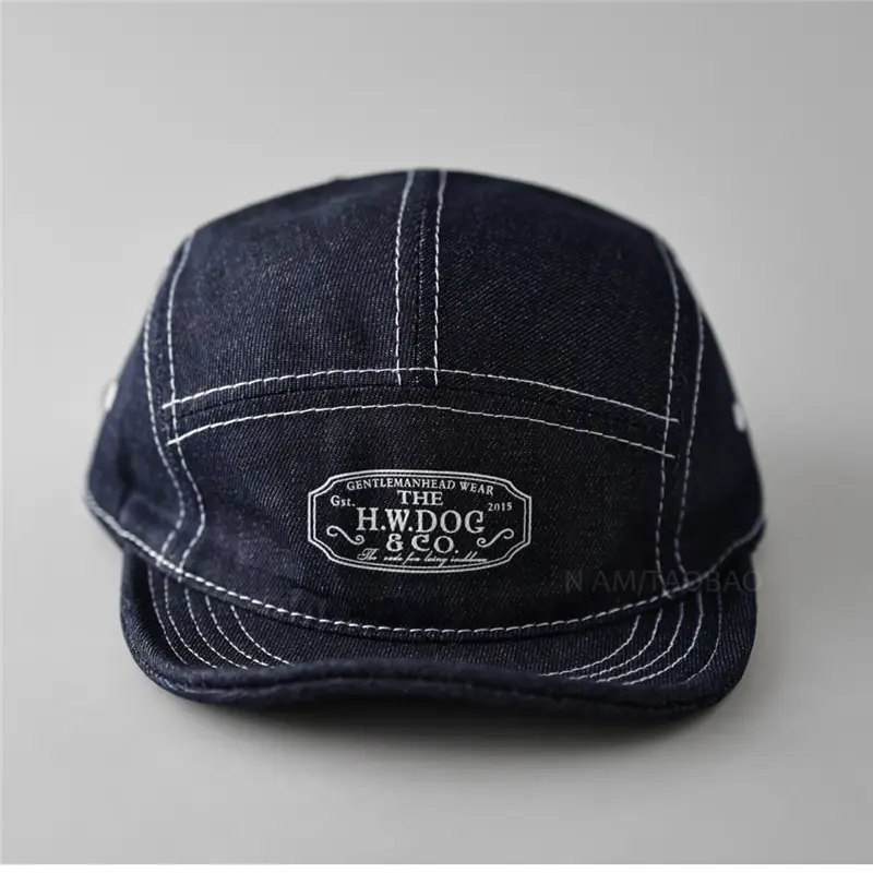 Men's Black Retro 5-Piece Baseball Cap with Duck Tissue Patch - Image 5