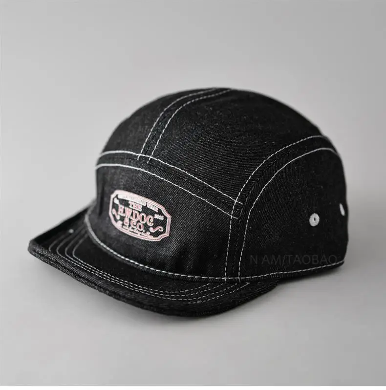 Men's Black Retro 5-Piece Baseball Cap with Duck Tissue Patch — feature 2