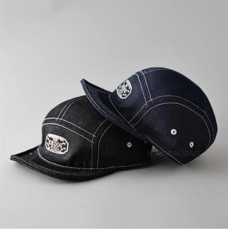 Men's Black Retro 5-Piece Baseball Cap with Duck Tissue Patch — feature 3
