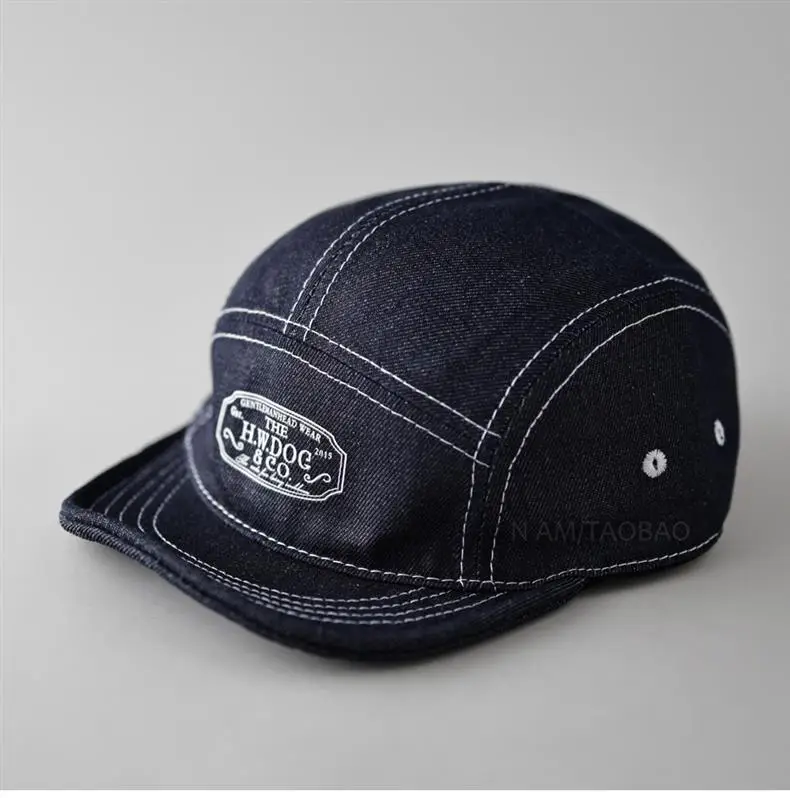 Men's Black Retro 5-Piece Baseball Cap with Duck Tissue Patch — feature 4
