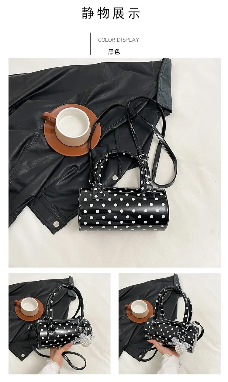 Women's Polka Dot Satchel Shoulder Bag White Pearl — feature 14