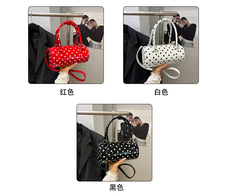 Women's Polka Dot Satchel Shoulder Bag White Pearl — feature 4