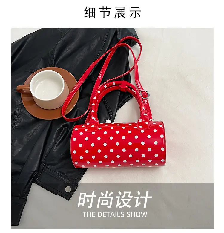 Women's Polka Dot Satchel Shoulder Bag White Pearl — feature 5