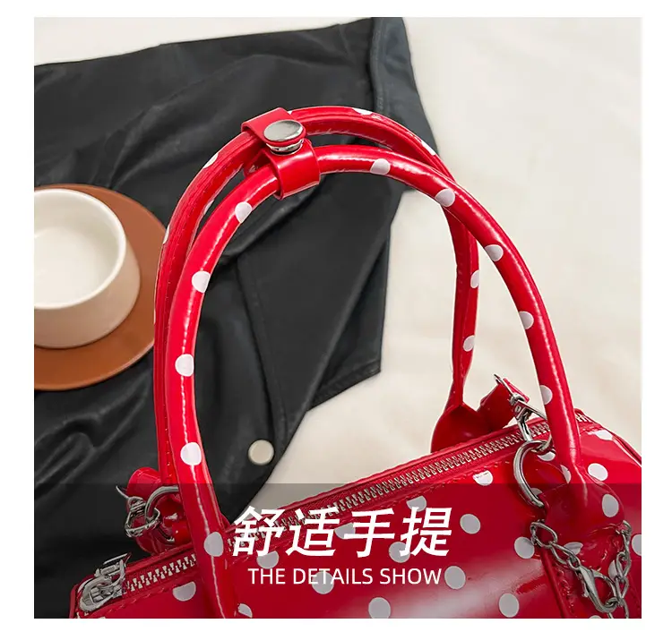 Women's Polka Dot Satchel Shoulder Bag White Pearl — feature 8